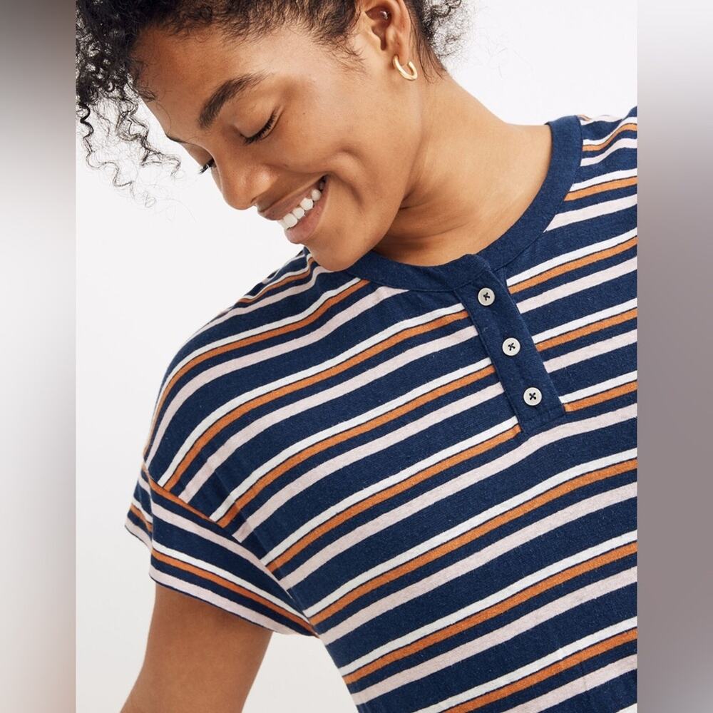 Madewell Striped Henley T-Shirt Dress - Picture 4 of 7